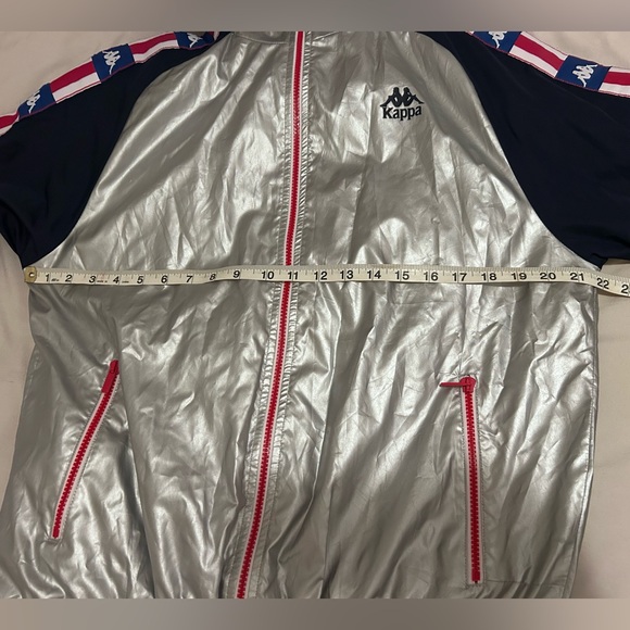 Kappa Metallic Silver Jacket with Navy and Accents - Picture 6 of 7